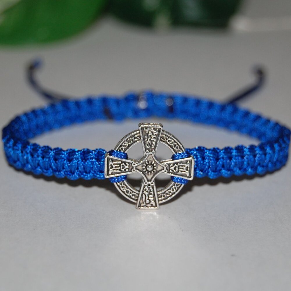Welsh Cross Bracelet,Braided Bracelet,Blue Cross Bracelet,Cross Bracelet